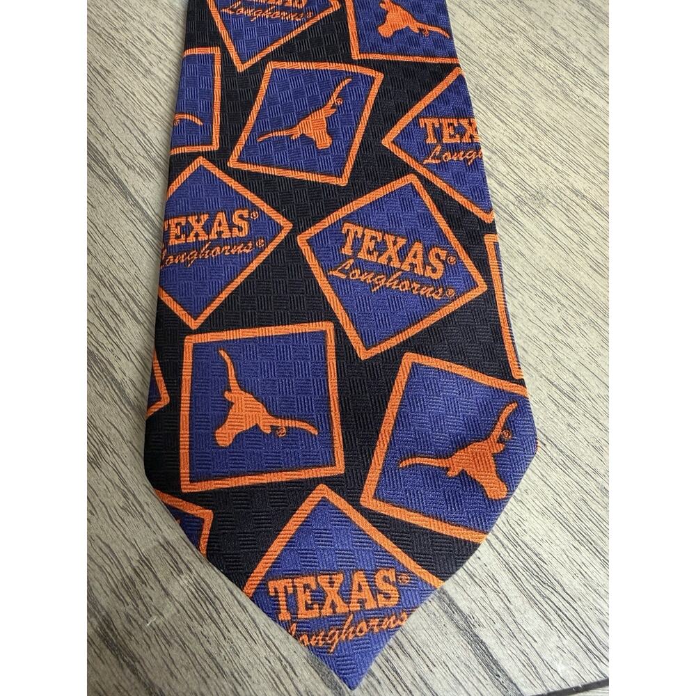 Texas Longhorns Navy Orange Black 100% Silk Tie